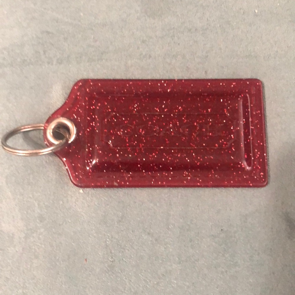 Coach red sparkle purse tag acrylic